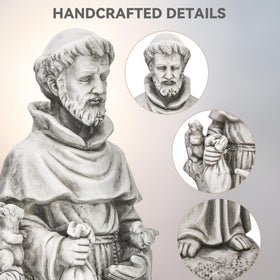 Ultym St Francis statue suitable for indoor and outdoor displays, versatile decor.
