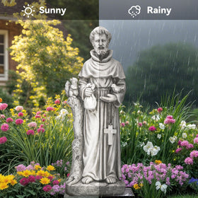 Ultym St Francis durable weather-resistant sculpture, built to withstand sun and rain.