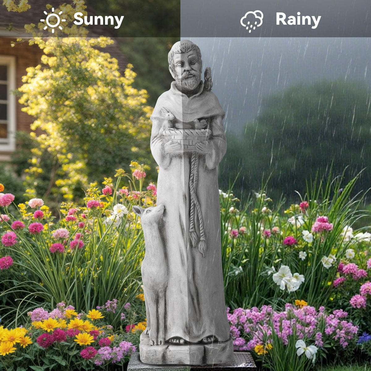 Ultym weather resistant outdoor statue for year-round display.