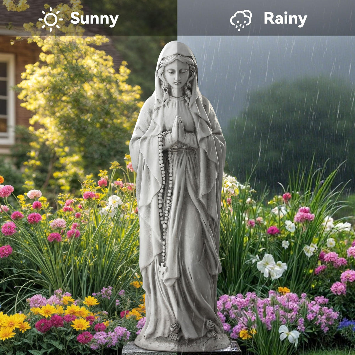 Ultym Virgin Mary prayer-pose statue for indoor or outdoor calm.