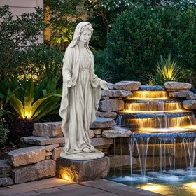 Ultym Virgin Mary statue hand-cast detail highlighting fine craftsmanship and lifelike features.