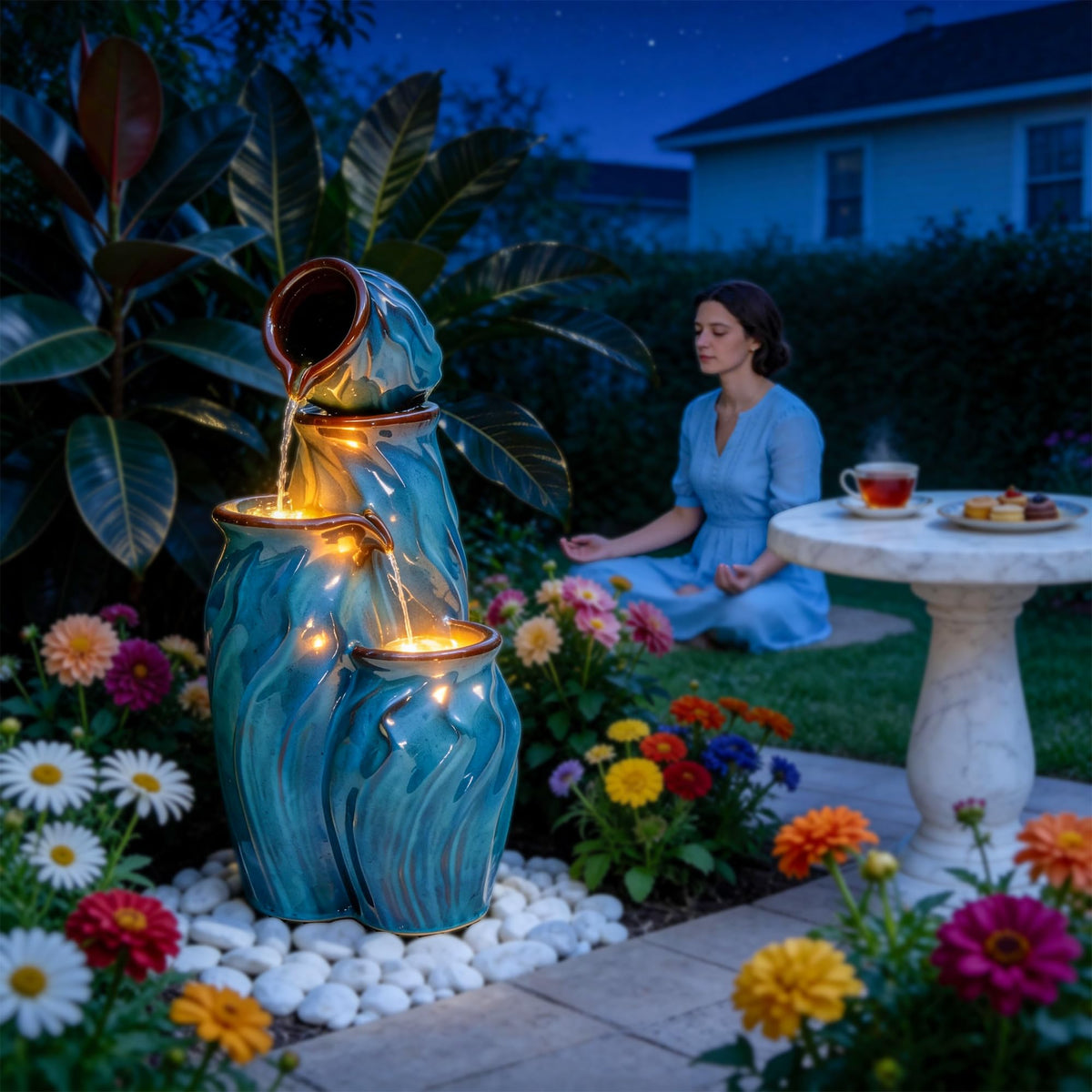 Ultym weather-resistant outdoor ceramic fountain built for durability.