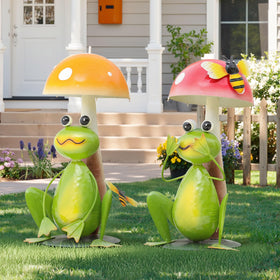 Ultym weatherproof tin frog statues resist rain and sun