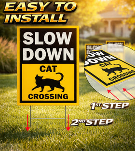 ULVEOL neighborhood safety sign clearly marks cat crossing for drivers