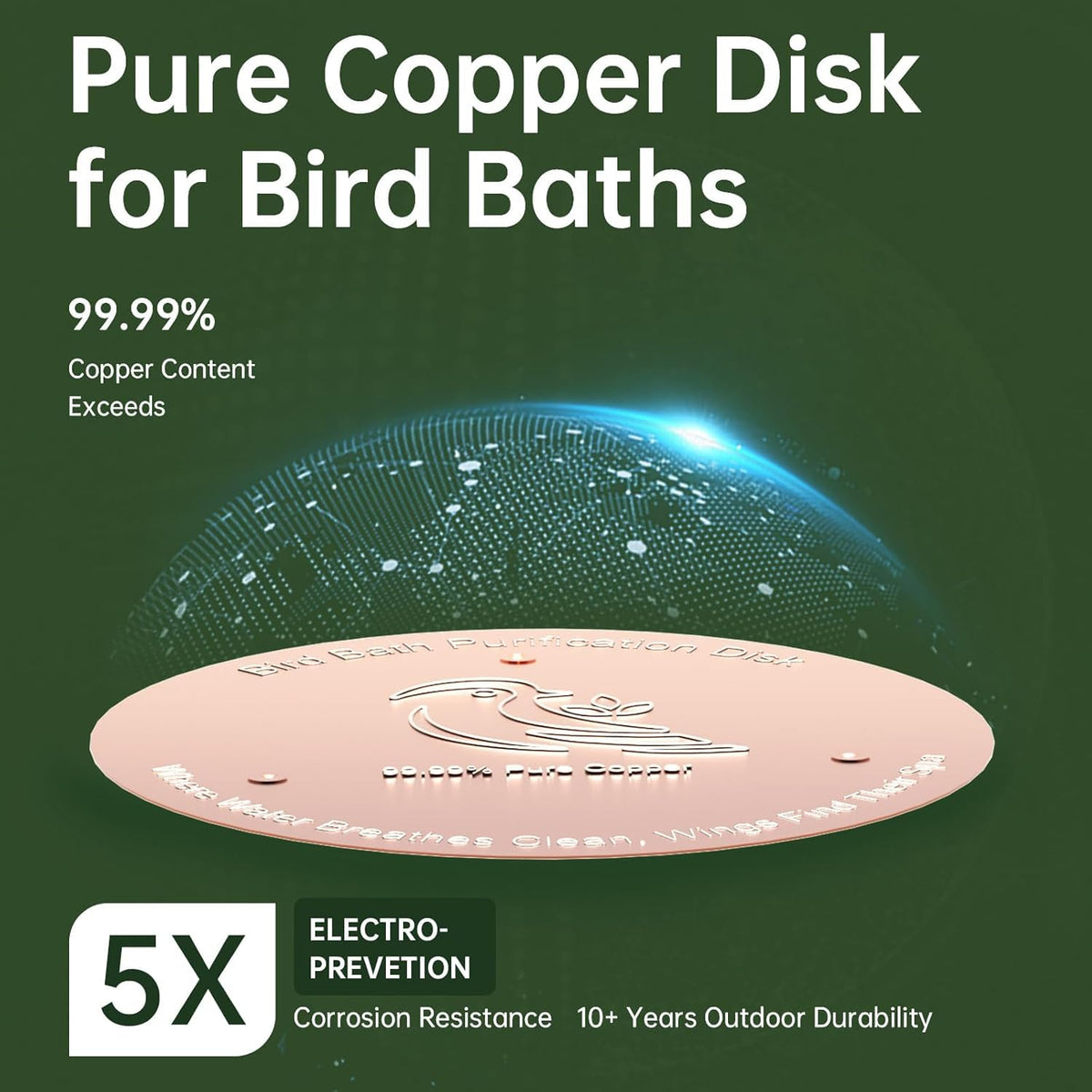 Triple-point design of Ulycon copper disc improves water contact.