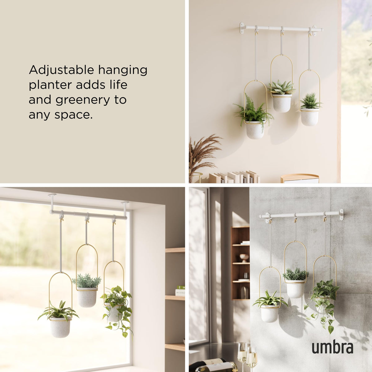 Umbra Triflora durable recycled polypropylene pots keep planters lightweight.