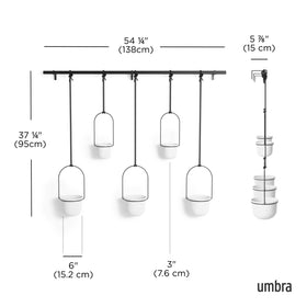 Umbra Triflora five-pot arrangement holds two 3-inch and three 6-inch pots.