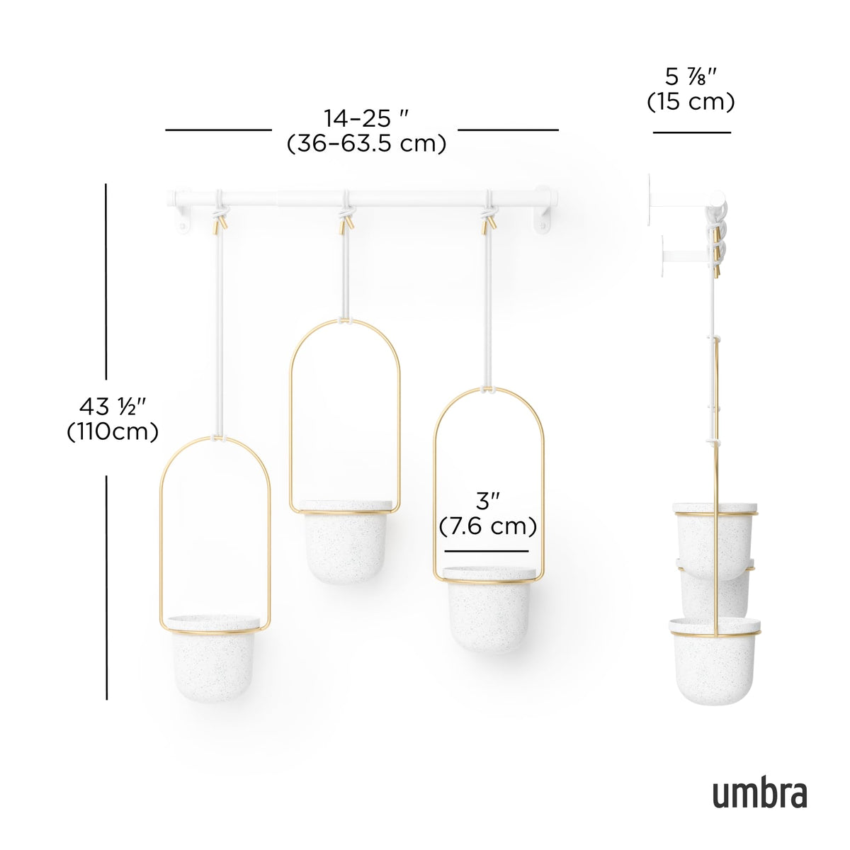 Umbra Triflora wall or ceiling mount offers versatile indoor garden placement.