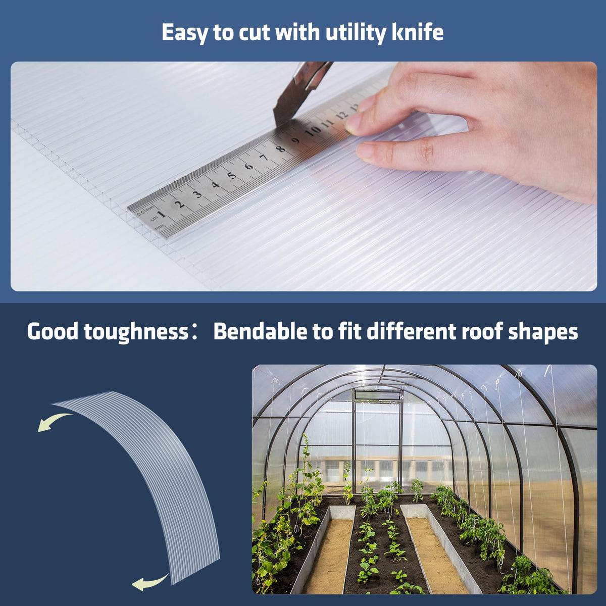 UMIG versatile panel for greenhouses, awnings, canopies, and fences.