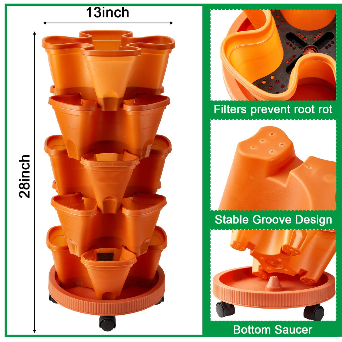 Umigy planters in side view, showcasing vertical gardening versatility.