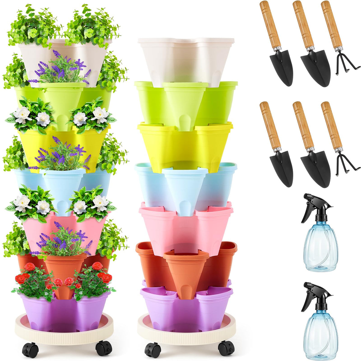 Umigy 7-tier vertical planter stack enables compact indoor gardening.