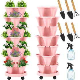 Umigy 2 set seven tier planter assembly enables compact vertical growth in small spaces.