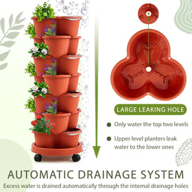 Umigy bottom-chassis stackable planter keeps floors clean during watering.