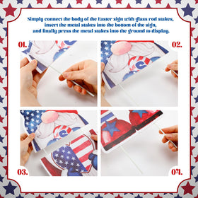 Umigy gnome yard sign with balloons design inspires family-friendly patriotic decor.
