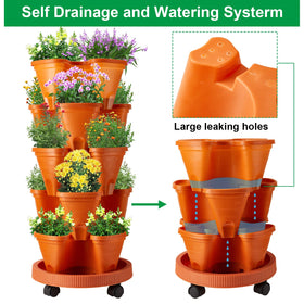Umigy interlocking pots showing stability in stacked garden setup.