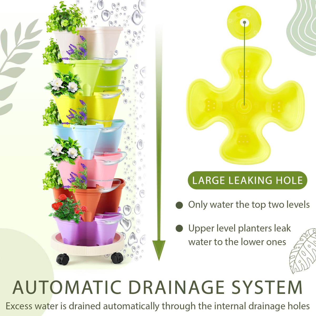 Umigy planter's drainage holes ensure proper watering and prevent overwatering.