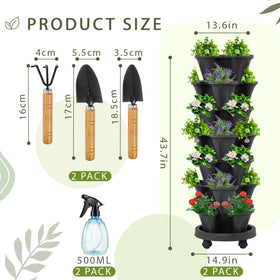 Umigy stackable planter with wheels and tools for easy rearrangement