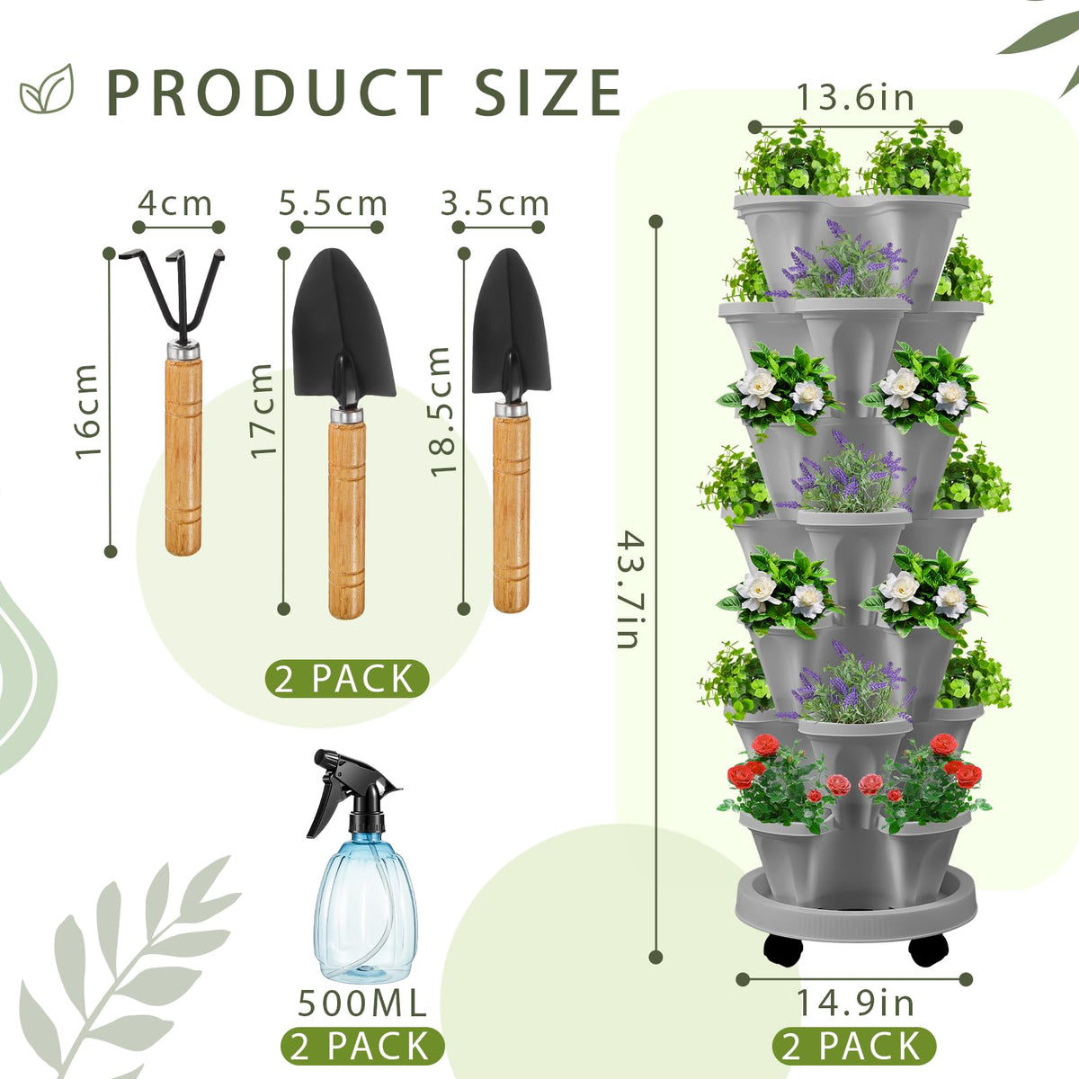 Umigy stackable planter with wheels enables easy movement and sun adjustment
