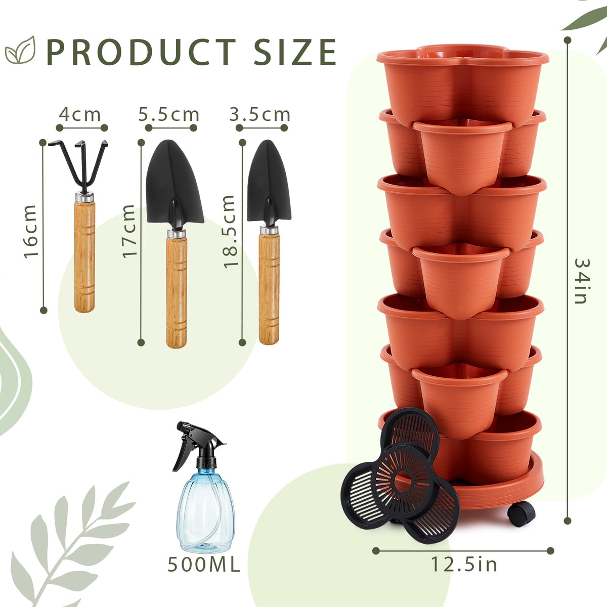 Umigy vertical 7-tier stackable planter with tools tower supports organized planting.