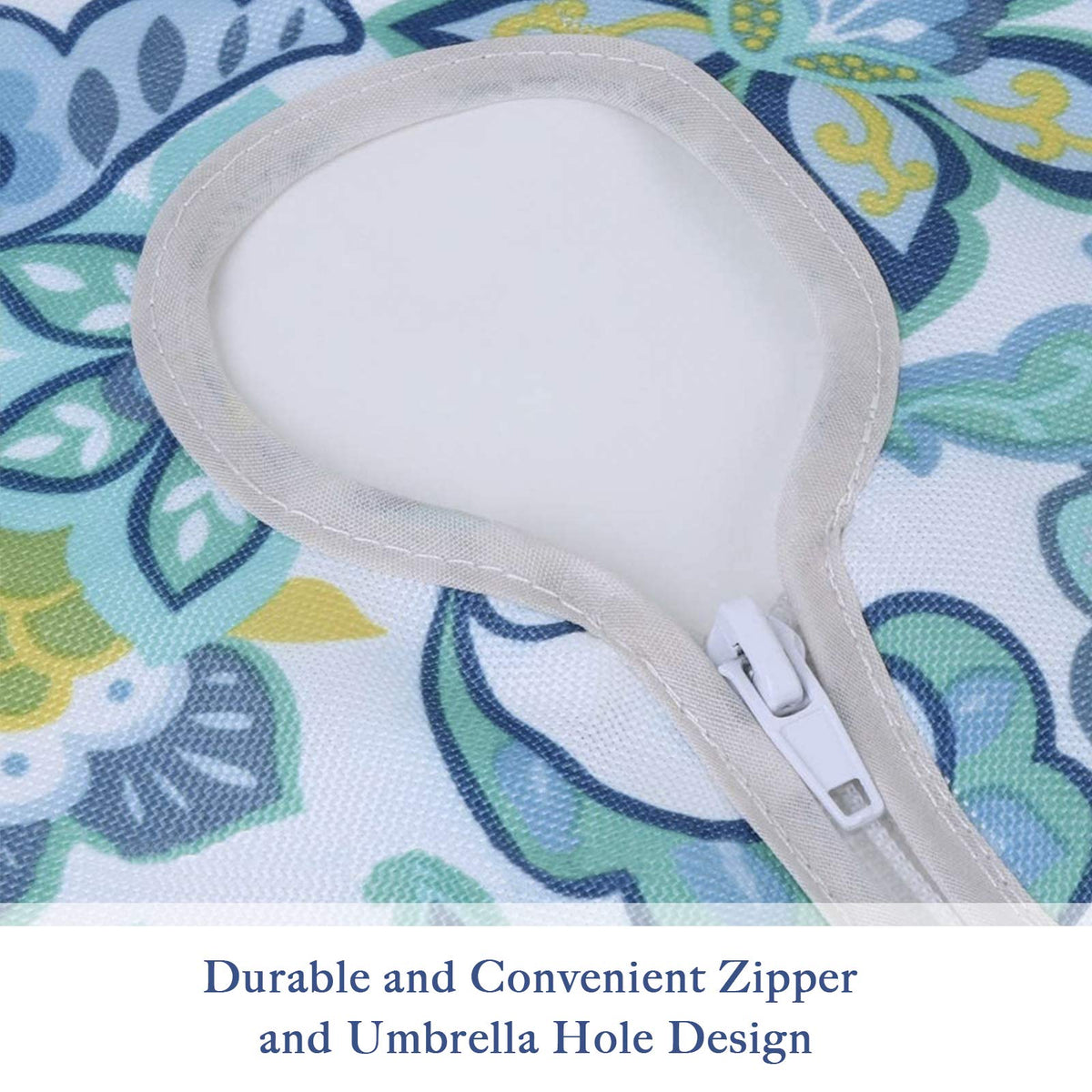 UMINEUX tablecloth with stain-resistant finish for quick spill cleanup.