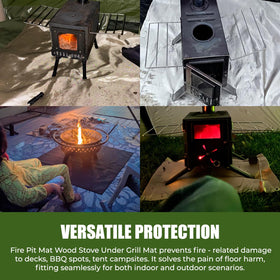 UMONIE mat with edge grommets and stakes securing position