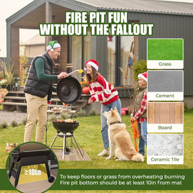 UMONIE fire pit mat folded compactly for portable use