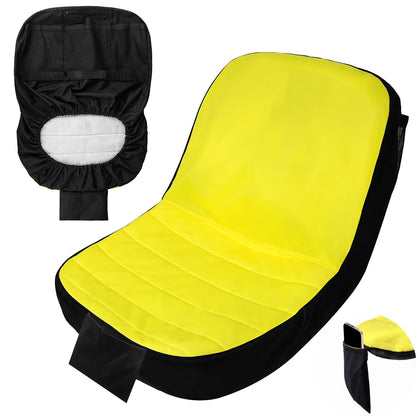 UMYLOV lawn mower seat cover with five back pockets for organized tools.