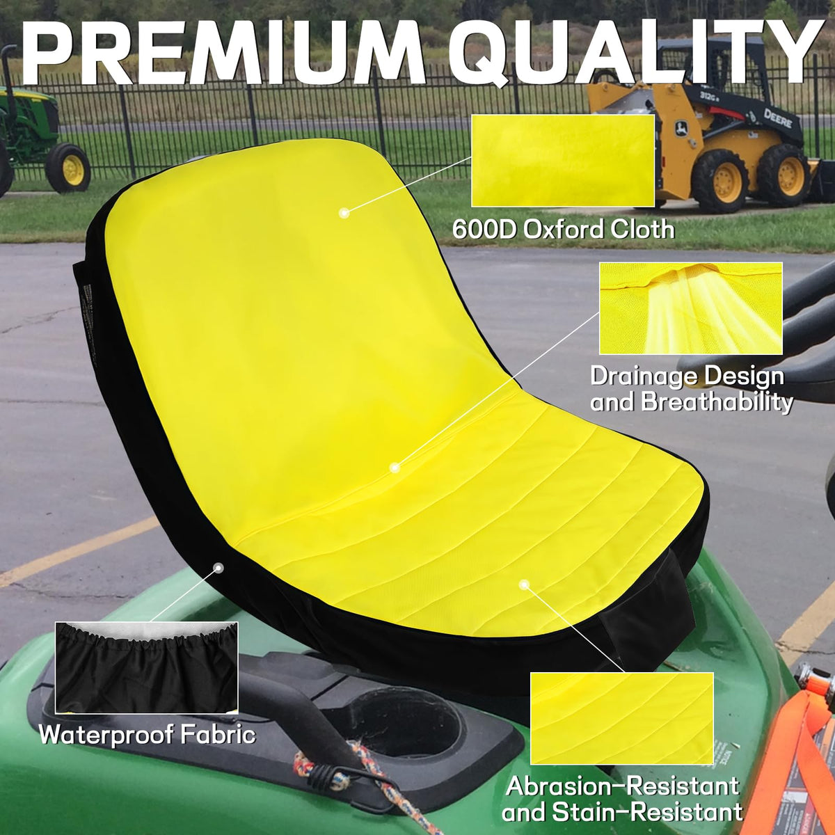 UMYLOV seat cover front pocket stores phone while mowing.