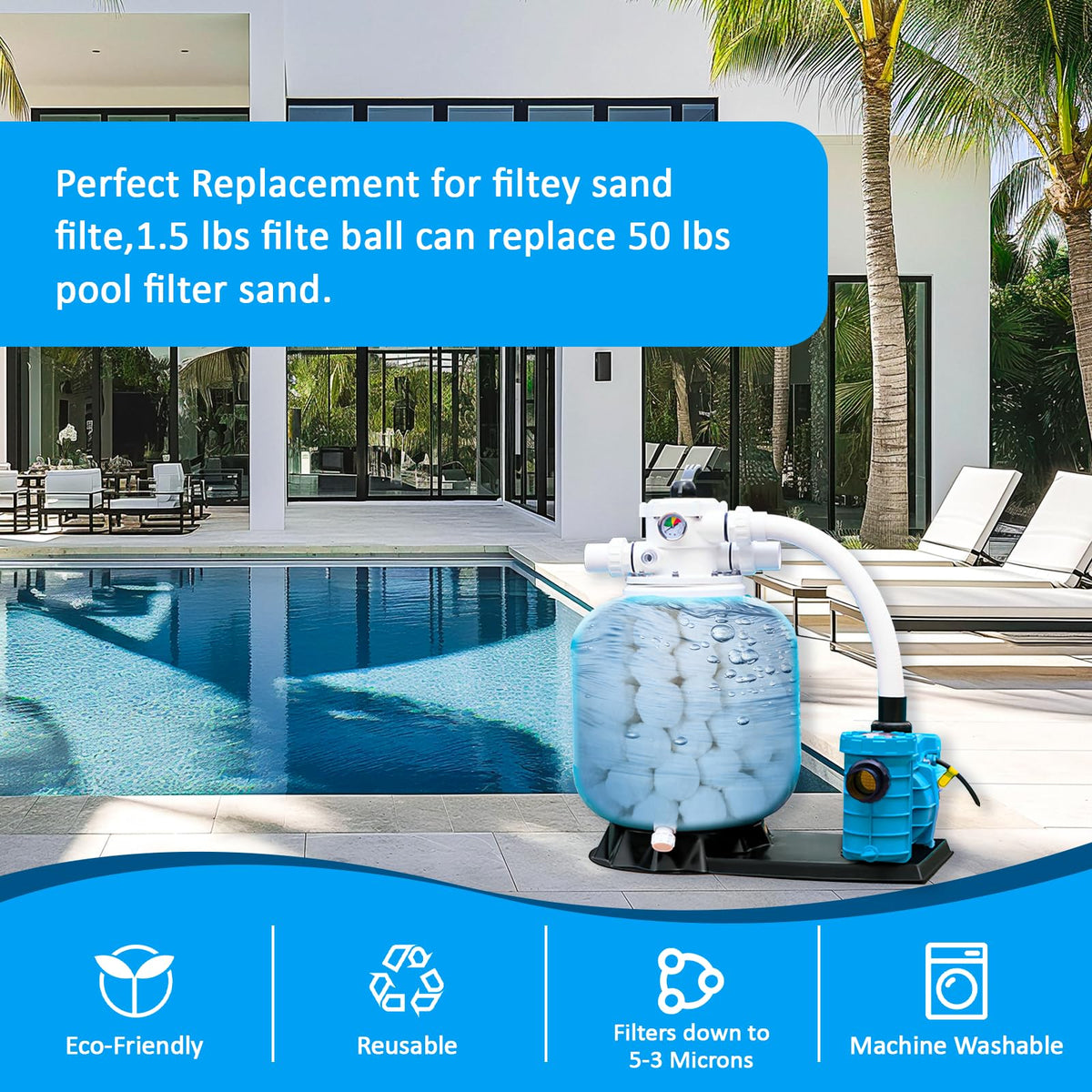 UMySpcl reusable pool media ready for quick rinse and reuse.
