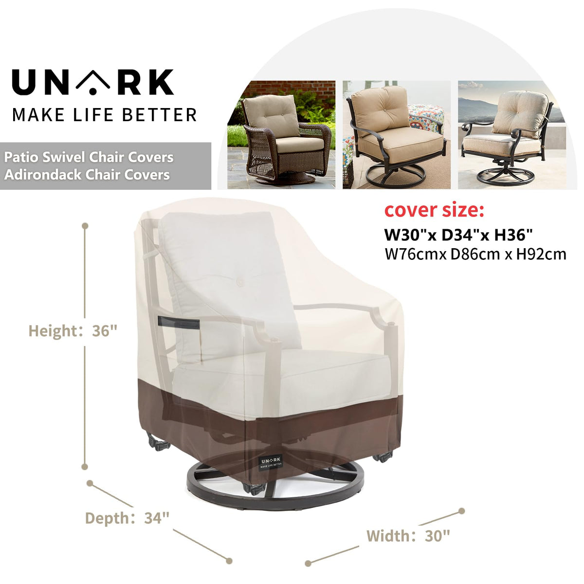 UNARK laminated undercoating detail reduces water seepage for outdoor chairs.