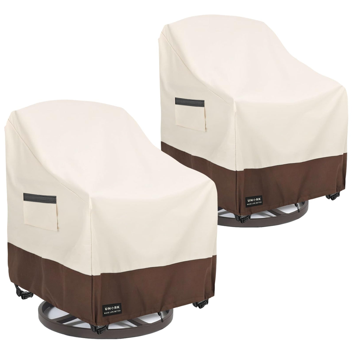 UNARK outdoor swivel chair covers 2-pack protect patio furniture from rain