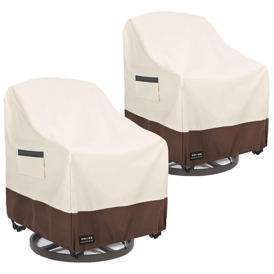 UNARK outdoor swivel chair covers 2-pack protect patio furniture from rain