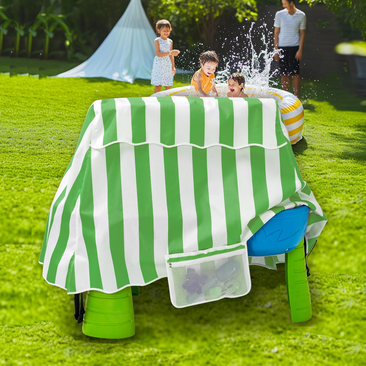 UNARK water table cover reveals a pristine surface after rain.