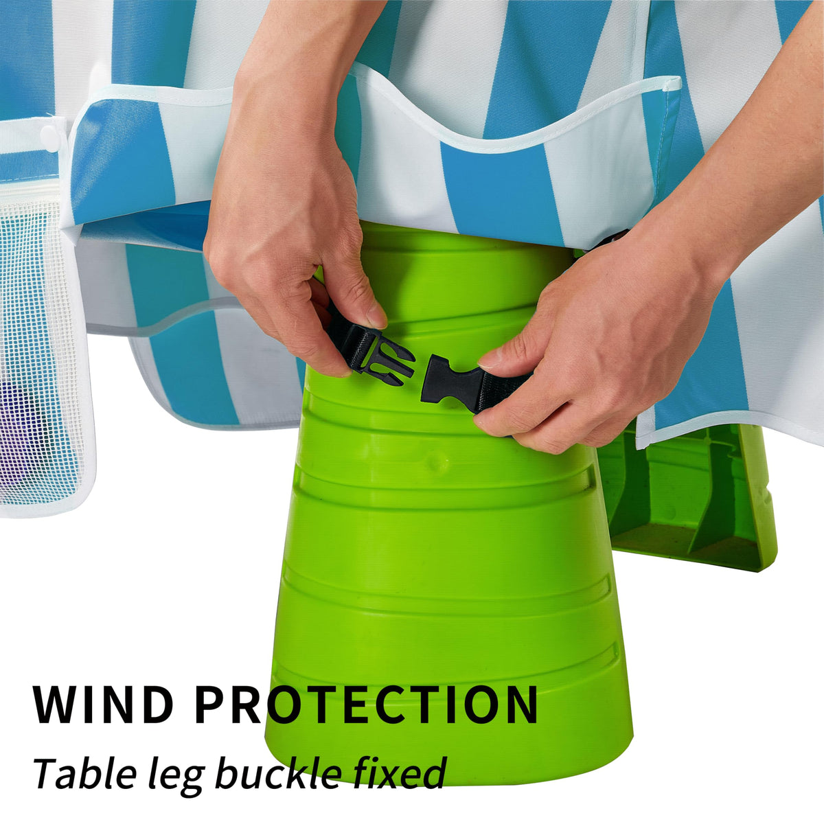 UNARK sky blue water table cover blends with outdoor spaces and protects toys.