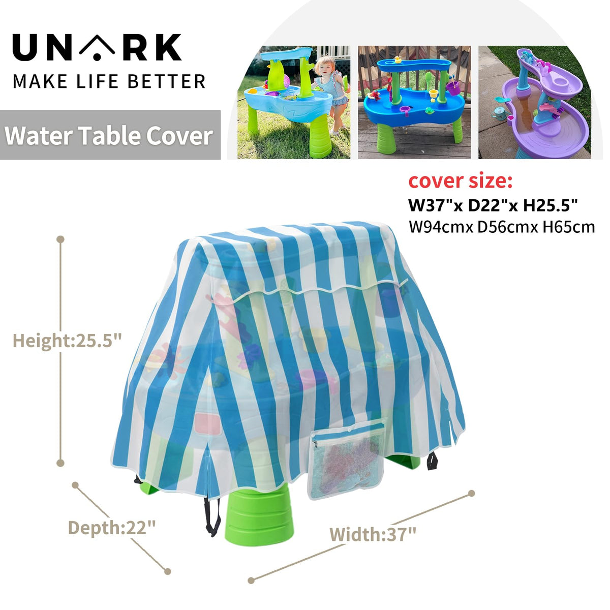 UNARK water table cover acts as a protective layer for outdoor water play.