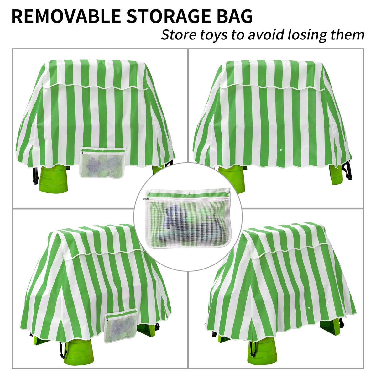 UNARK water table cover keeps wet items air-drying in the detachable pouch.