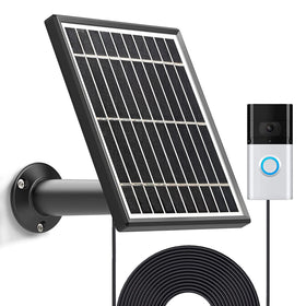 Uncle Squirrel solar panel for Doorbell 1 outdoor setup captures sunlight for continuous power.