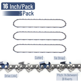 UNCO 3-pack chainsaw chain ensures secure fit on many models