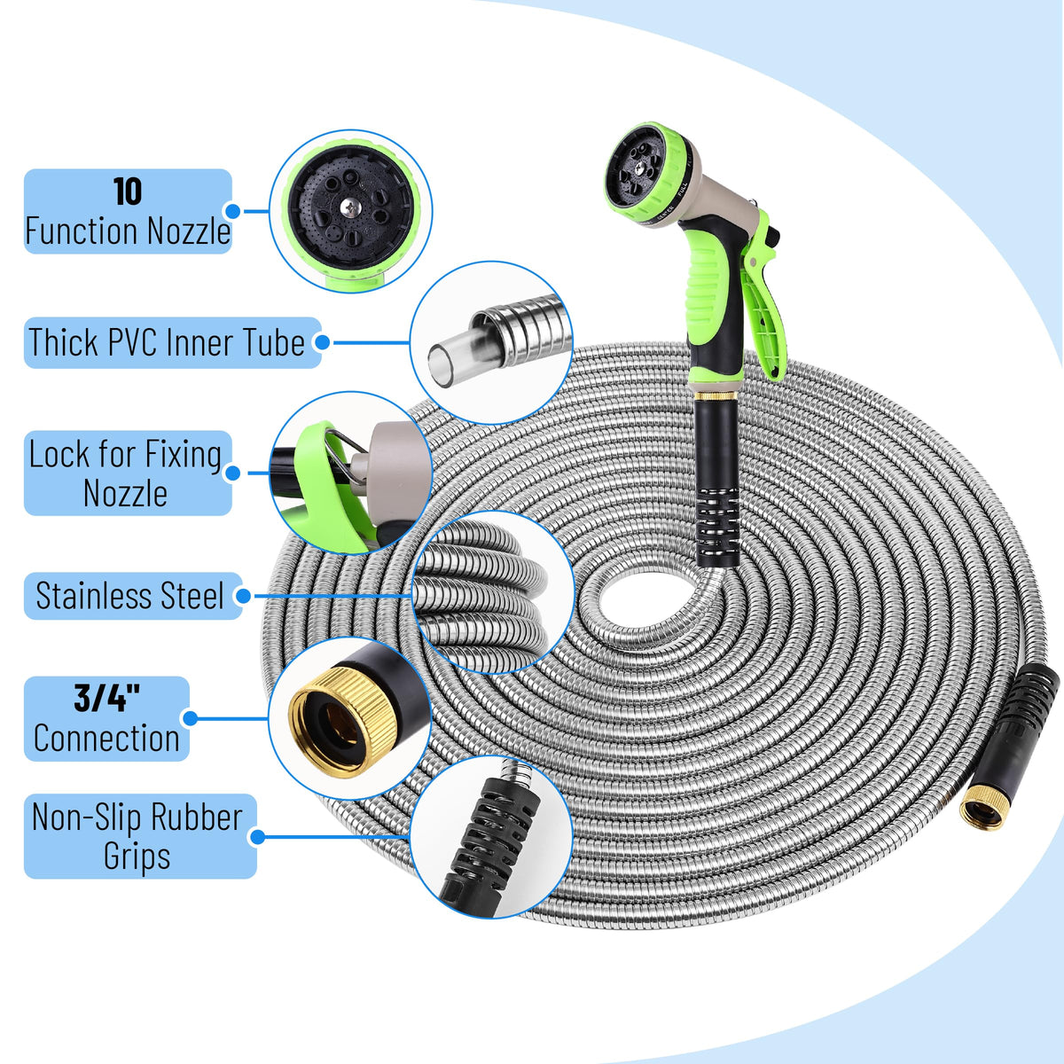 UNCO 50-foot reach covers large lawns with less repositioning.