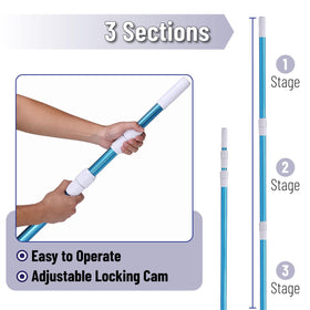 UNCO attachment system supports skimmer nets, brushes, and vacuums.