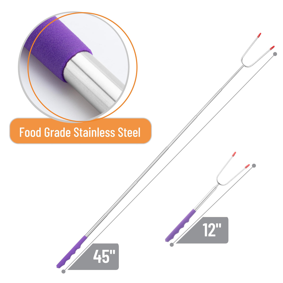 UNCO color-coded rubber handles help you track each skewer easily during family s'mores.