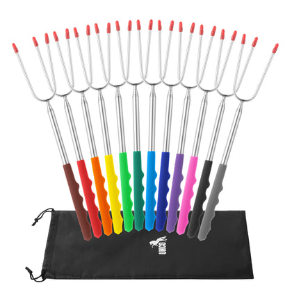 UNCO extra-long marshmallow roasting sticks set of 12 at 45 inches for safe campfire roasting.