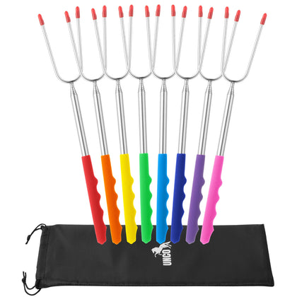 UNCO extra long marshmallow roasting sticks extend to 45 inches for safer campfire grilling.