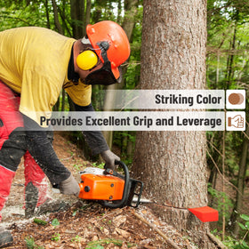 UNCO field usage image showing wedges in action during tree cutting.