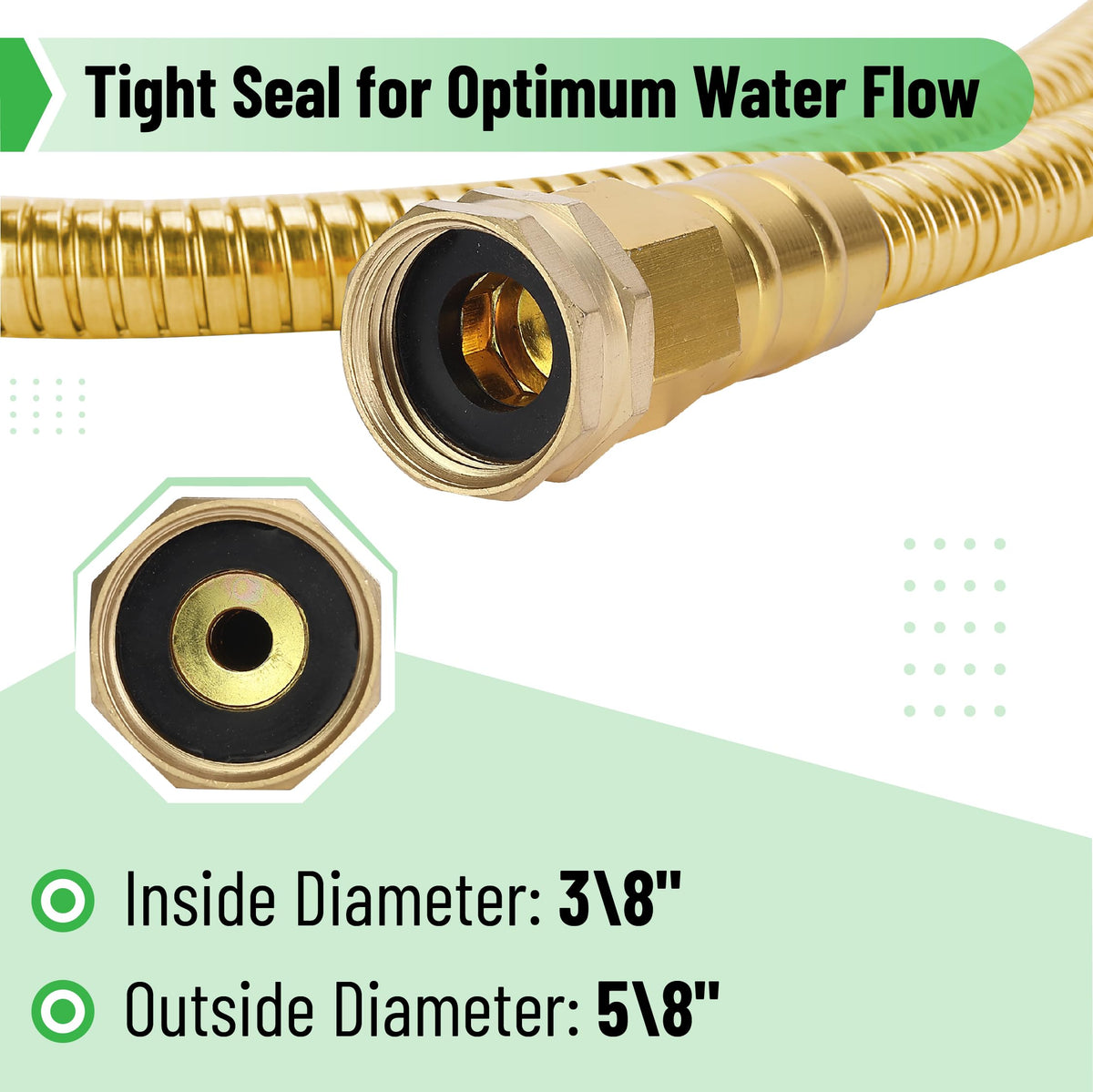 UNCO flexible metal hose bending easily around plants.