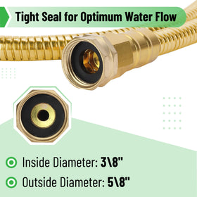 UNCO flexible metal hose bending easily around plants.