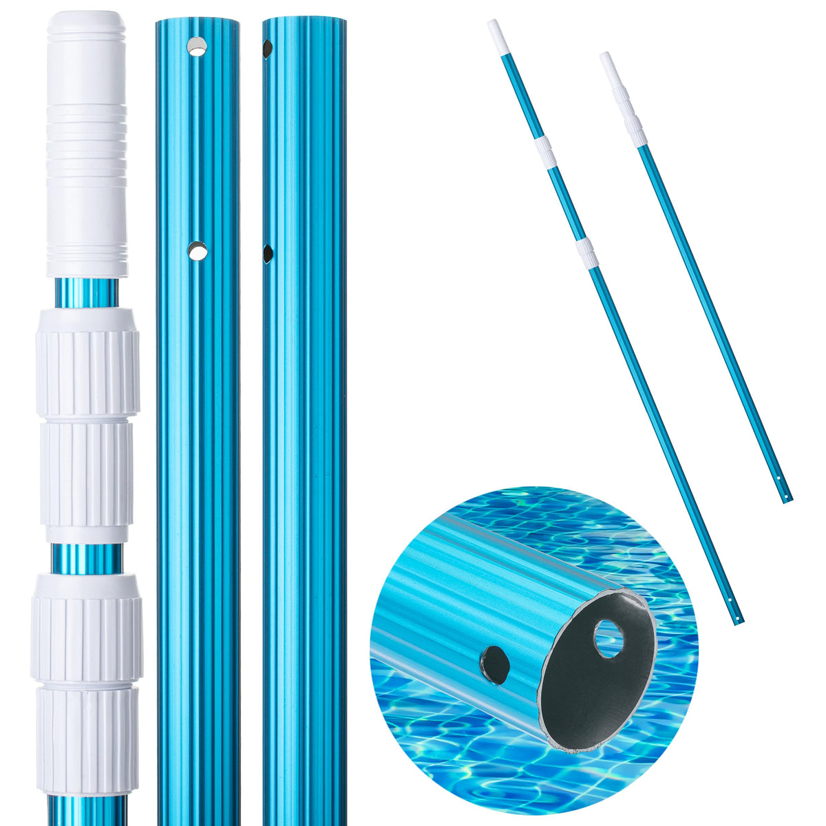 UNCO lightweight pool pole for comfortable handling during scrubs and sweeps.