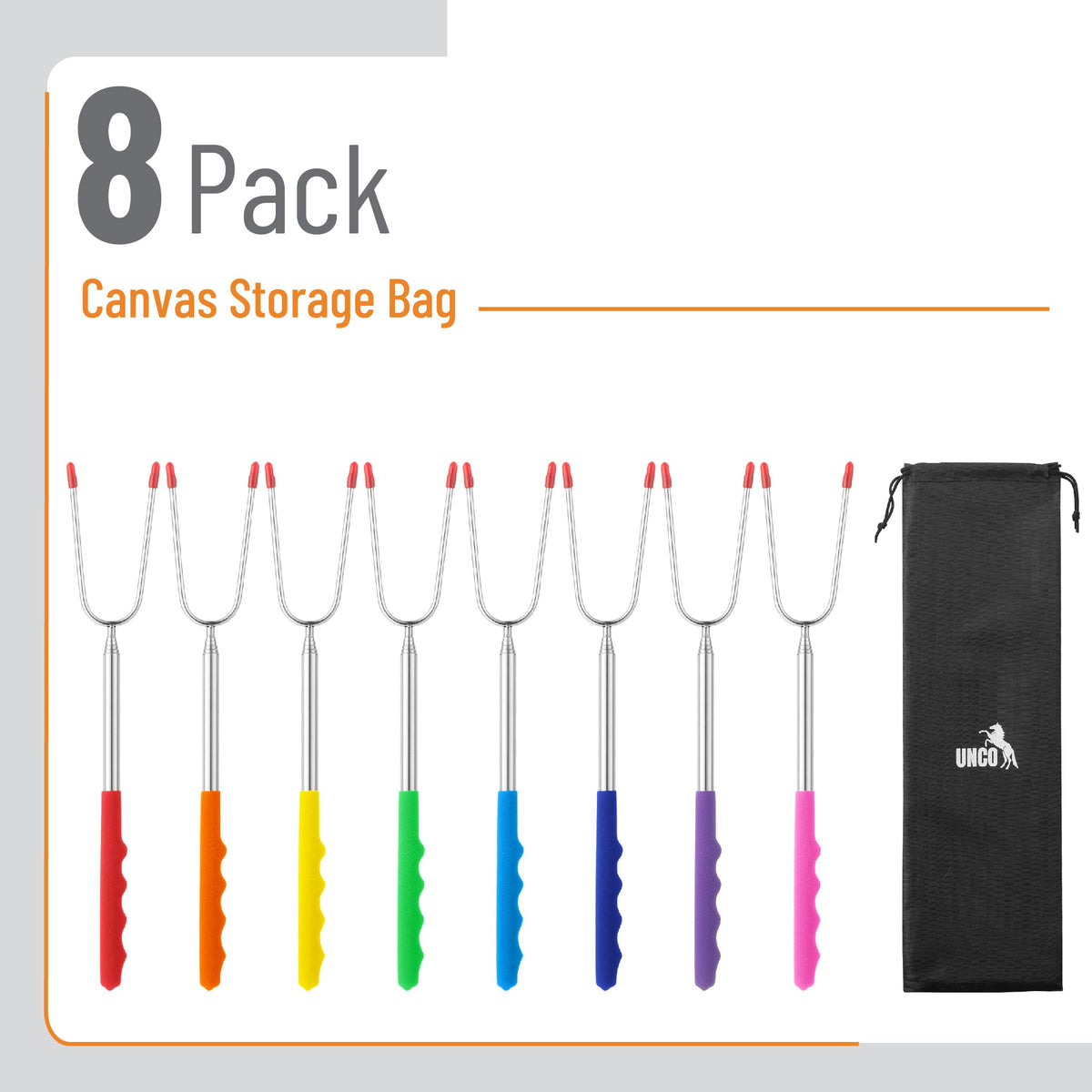 UNCO stainless steel marshmallow roasting sticks offer durable, repeat-use performance.