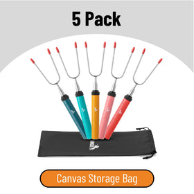 UNCO marshmallow sticks with colorful handles improve grip and control during roasting.