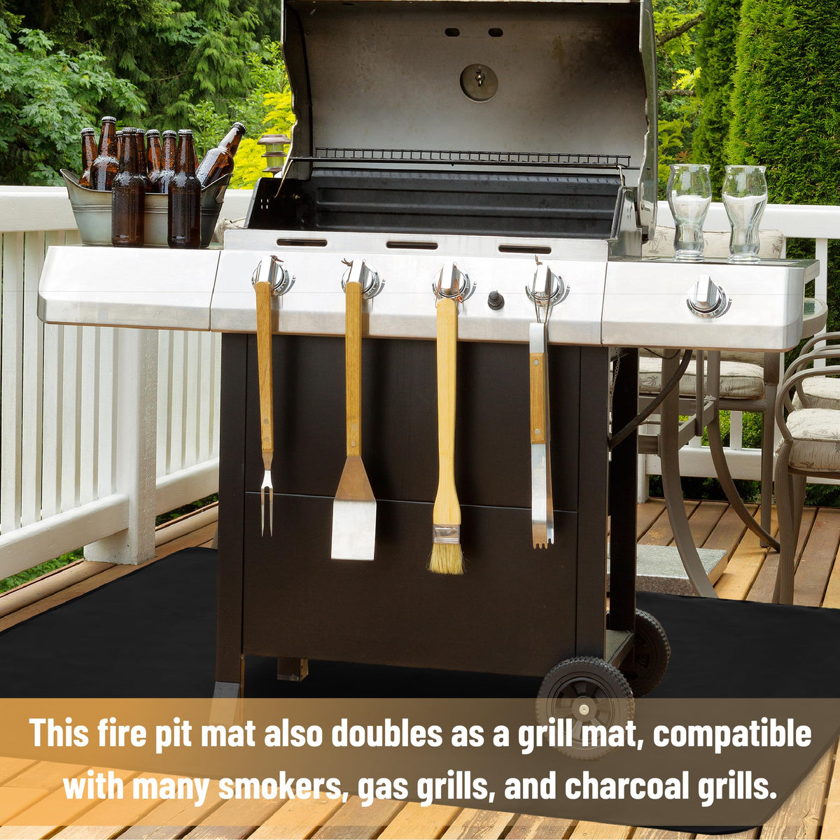 UNCO outdoor deck protector grill mat guards surfaces during backyard grilling